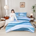 thumbnail image 4 of Castle Fairy Gradient Blue Stripes Twin Comforter Sets for Adults,Lines Bedding Set, 4 of 8