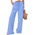 thumbnail image 7 of Women's 2026 Summer Lightweight Cotton Linen Wide Leg Trousers Elegant Casual Pants with Pockets by Yigetop Sky Blue M, 7 of 7