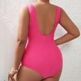 thumbnail image 5 of Sngxgn Women's Twist Back Cut Out Ring Plunge Neck Swimsuit Bathing Suit(Hot Pink,L), 5 of 5