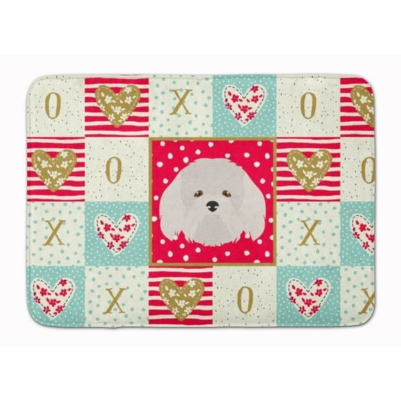 Coton de Tulear Love Machine Washable Memory Foam Mat Red