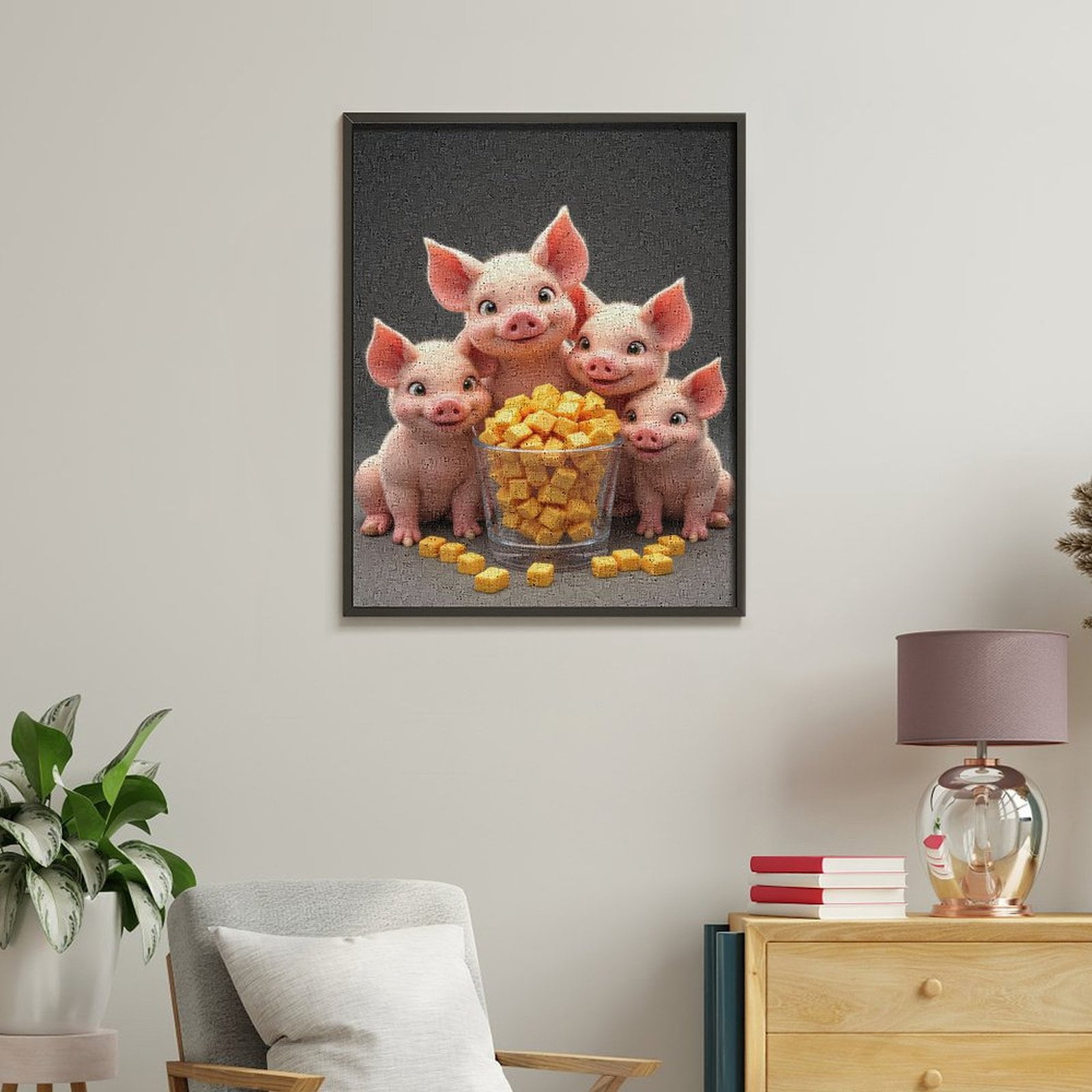 Paint By Numbers Kit for Adults Beginner - DIY Pigs With Cheese Cubes Canvas Painting Kits for Adults, Frameless Paint By Number for Adults for Home Wall Decor 16x20 Inch