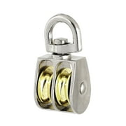 Unique Bargains 20mm Diameter Stainless Steel Double Sheave Swivel Eye Rope Pulley