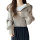 thumbnail image 5 of Nuevo suéter exterior de estilo coreano de otoño e invierno para mujer, diseño de estilo perezoso, top corto de punto con tirantes en el interior, conjunto de dos piezas, 5 of 5