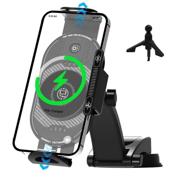 Phone Holder for Car, Antier Universal Dashboard & Vent Car Mount with Fast Wireless Charging - Foldable Smartphone Holder Compatible with iPhone, Samsung & Motorola