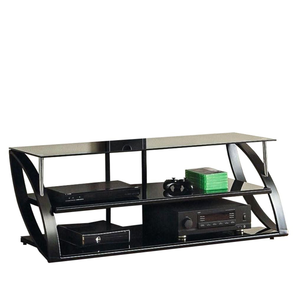 54" Glass Top TV Stand, Black