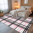 thumbnail image 5 of 8x10 Area Rugs, Pink Black Plaid Non-Skid Rubber Backing Large Rectangle Rugs - Living Room Bedroom Home Office, Farmhouse Pink Black Checkered Indoor Floor Mat Carpets Washable Rug, 5 of 9