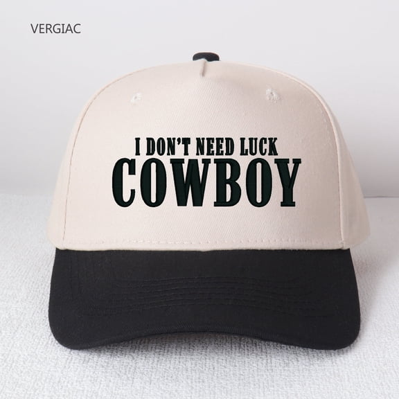 I Don't Need Luck Cowboy Embroidered Patchwork Trucker Cap | Adjustable Unisex Snapback, Grit & Grace Essential