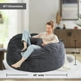 thumbnail image 2 of Codi Bean Bag Chair with Filler Included, 4 FT - Comfy Large Beanbag Chairs for Adults, Memory Foam Added - Machine Washable and Soft Mink Bonded Cover - Charcoal Grey, 4ft, 2 of 14