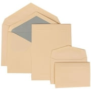 JAM Paper® Wedding Invitation Combo Sets, 1 Small & 1 Large, Ivory Card with Metallic Blue Lined Envelope and Embossed Garden Border, 150/pack