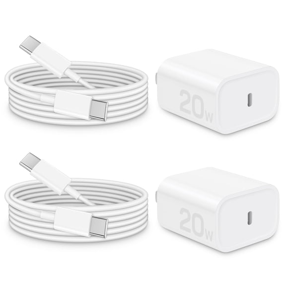 LujingZ 2 - Pack 20W PD Fast Charging USB to C Charger Block with 6Ft Cable, Compatible with iPhone 15/16/17 Series, iPad Pro/Air/Mini, Galaxy S23, Pixel 8 & More