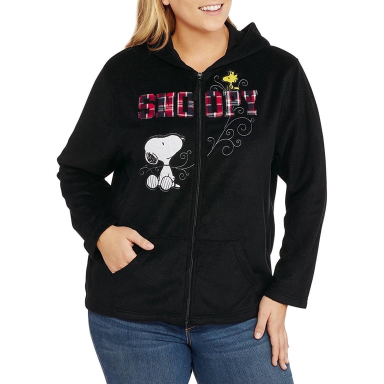 Snoopy Women's Woodstock Plush Fleece Full Zip Hoodie - Walmart.com