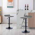 thumbnail image 3 of CQAOE Adjustable Bar Stools Set of 2, Modern Swivel PU Leather Backless Bar Chairs, Airlift Height Adjustable Counter Stools for Kitchen Island, Dining Room, Home Bar (Grey, Black Base), 3 of 10