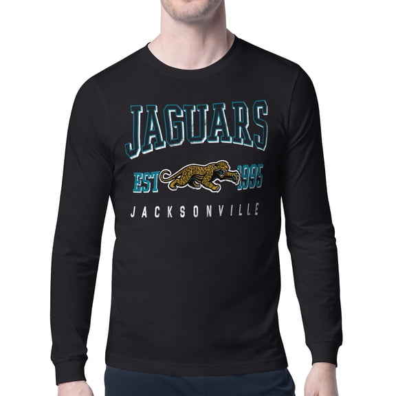 Men's Starter Black Jacksonville Jaguars Retro Team Logo Long Sleeve T-Shirt