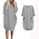 thumbnail image 4 of Qucoqpe - Vestidos de talla grande para mujer, informales, holgados, con bolsillos, manga 1/2, elásticos, tallas grandes, maxivestido largo, tallas S-5XL en liquidación, 4 of 5
