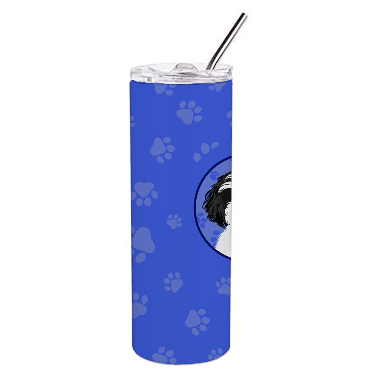 Carolines Treasures WDK1199TBL20 Shih-Tzu Black and White Design1  Stainless Steel 20 oz Skinny Tumbler Blue 20 oz