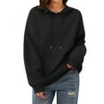 thumbnail image 4 of Oversized Hoodie Women Plain Fleece Hooded Sweatshirt with Pockets Casual Long Sleeve Pullover Sweat Shirts Y2k Tops Black XS, 4 of 6