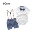 thumbnail image 3 of Boys Short Sleeve Shirt Pants Set Party Banquet Traveling Cotton Simple Design Kids Clothes Overall Shorts Kit, 3 of 10