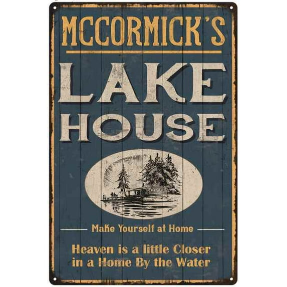 MCCORMICK'S Lake House Blue Cabin Home Decor 8 x 12 High Gloss Metal 208120038475