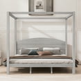 thumbnail image 2 of EUROCO Wood King Size Canopy Bed, Solid Wood Platform Bed with Headboard for Kids Teens Adults, Grey Wash, 2 of 10