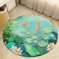 thumbnail image 4 of Lucky Koi Fish Lotus Leaf Round Rugs -Washable Non-Slip Small Round Area Rug Throw Soft Circle Rugs for Bedroom, Modern Print Indoor Carpet for Entryway Sofa Living Room, 4 of 6