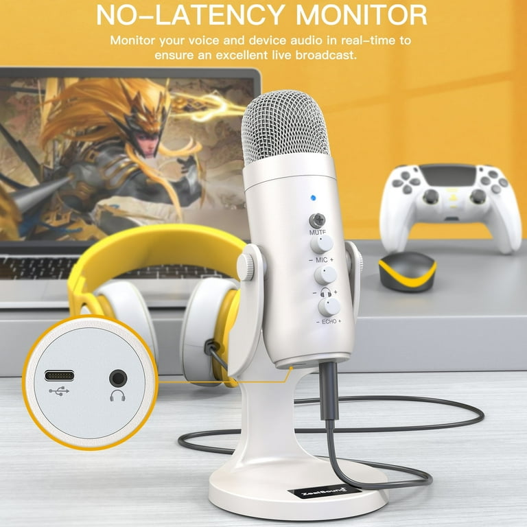 mic☺︎︎ ZealSound USB Microphone, Noise-Canceling with Quick Mute