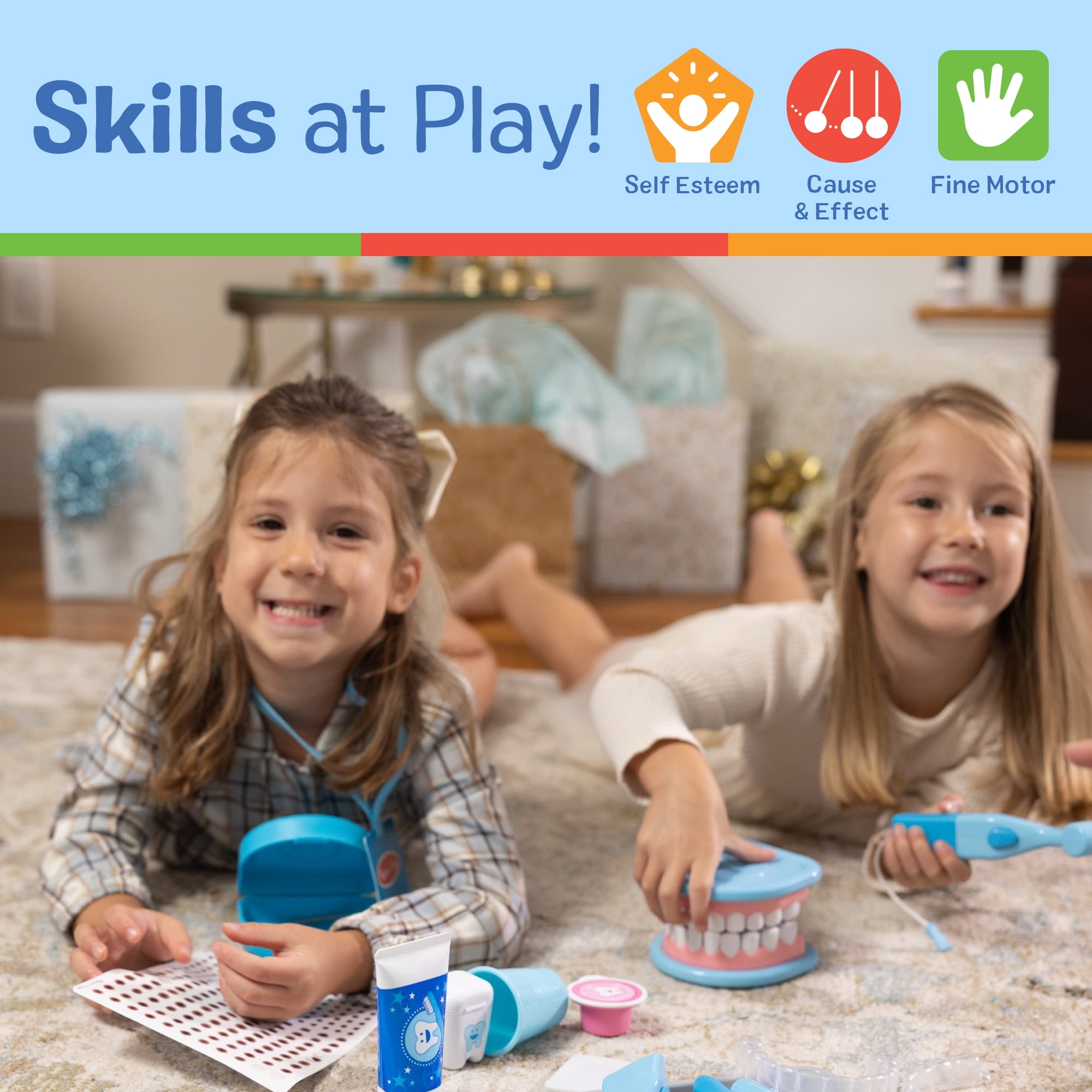 Melissa & Doug Super Smile Dentist Kit With Pretend Play Set of Teeth And Dental Accessories (25 Toy Pieces)