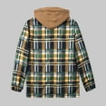 thumbnail image 6 of Plaid Hooded Jacket Men Sherpa Lined Drawstring Hoodie Jackets,Mens Fake Two Loose Thicken Long Sleeve Pockets Winter Warm Coat, 6 of 7