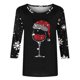thumbnail image 3 of Navidad Mujeres Tops, Manga 3/4 Cuello Redondo Suéter con Impresión de Vacaciones, Camiseta de Manga Larga, 3 of 7