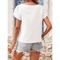 thumbnail image 3 of Linen Tops for Women Casual Collared Business Blouses Tops Puff Sleeve Crop Shirts Loose Summer Work Clothes White XL, 3 of 6