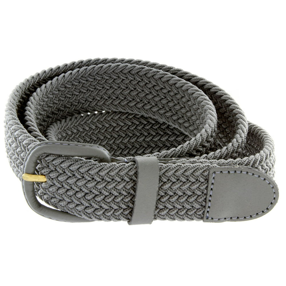 Belts.com - Braided Elastic Fabric Woven Stretch Belt Leather Inlay ...