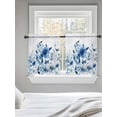 thumbnail image 5 of Blue Ombre Floral Tier Curtains 24 Inch Length,Sheer Curtains for Bedroom Living Room Window Spring Elegant Flowers Watercolor Rod Pocket Drapes Kitchen Curtains Small Half Window 27.5"x24" 2 Panels, 5 of 6