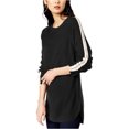 thumbnail image 1 of I.N.C Chandail-Over à Rayures Varsity pour Femmes, Noir, Grand, 1 of 1