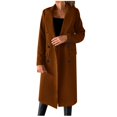 thumbnail image 1 of Manteau Caban Double pour Femmes Long Élégant Uni Hiver Mode Léger Transition Col à Revers Veste Décontractée, 1 of 6