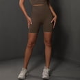 thumbnail image 4 of OSOLU Fitness Yoga Shorts High Waist Soft Spandex Riding Shorts Women's Dance Volleyball Lift Shorts Sports Soft Tummy Control Workout Athletic Gym Bottoms Brown S, 4 of 5