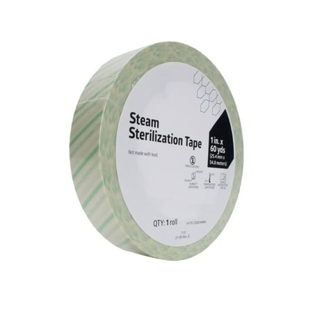 60 Yard Autoclave Tape 1 inch, Steam Sterilization, Indicates Sterilization for Dental, Surgical, & Tattoo Instruments, Heat Tape for Chemical, Dry Heat, & Autoclave Sterilizers