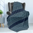 thumbnail image 4 of Nordic Soft Flannel Fleece Throw Blanket, Simplistic Pattern with Chevron Herringbone Abstract Snowflake Print, Cozy Plush for Indoor and Outdoor Use, 70" x 90", Turquoise and Dark Blue, by Ambesonne, 4 of 5