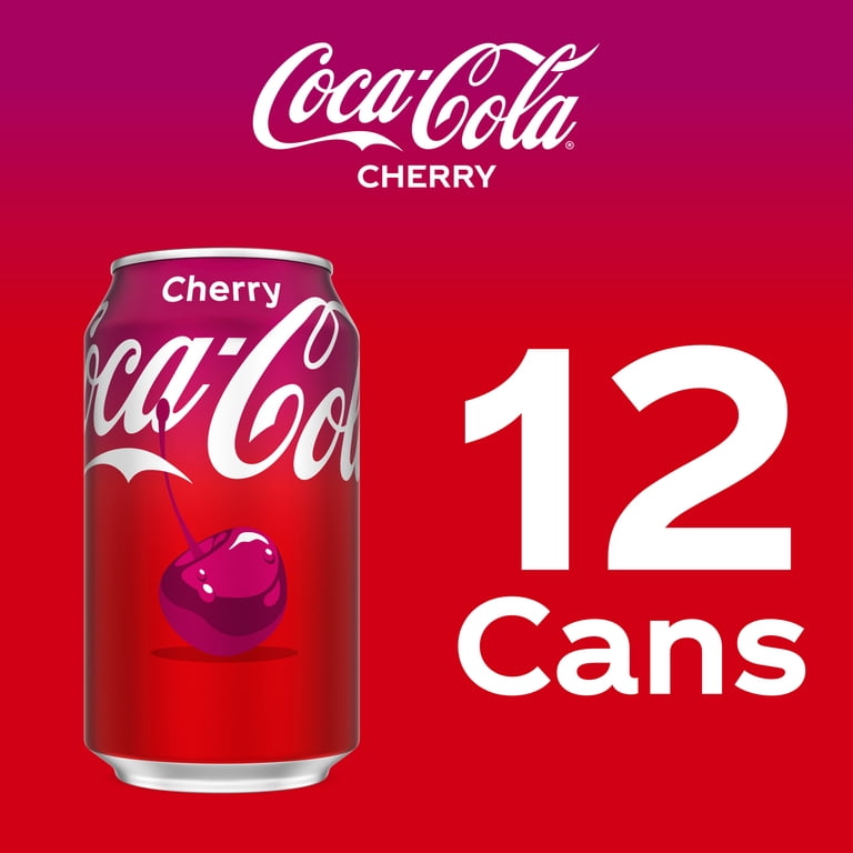 Coca-Cola Cherry Soda, 12 fl oz, 12 Pack Cans, Sparkling Cherry