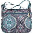 thumbnail image 5 of Wehilion Women's Exterior Pocket Floral Nylon Shoulder Bag, Blue, 5 of 7