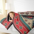 thumbnail image 3 of jejeloiu Ancient Geometric Rhombus Queen Comforter Set,Boho Exotic Style Bedding Sets,Rustic Aztec Triangle Bedding Comforter Set For Adults,Super Cozy Room Decor Reversible,3pcs, 3 of 7