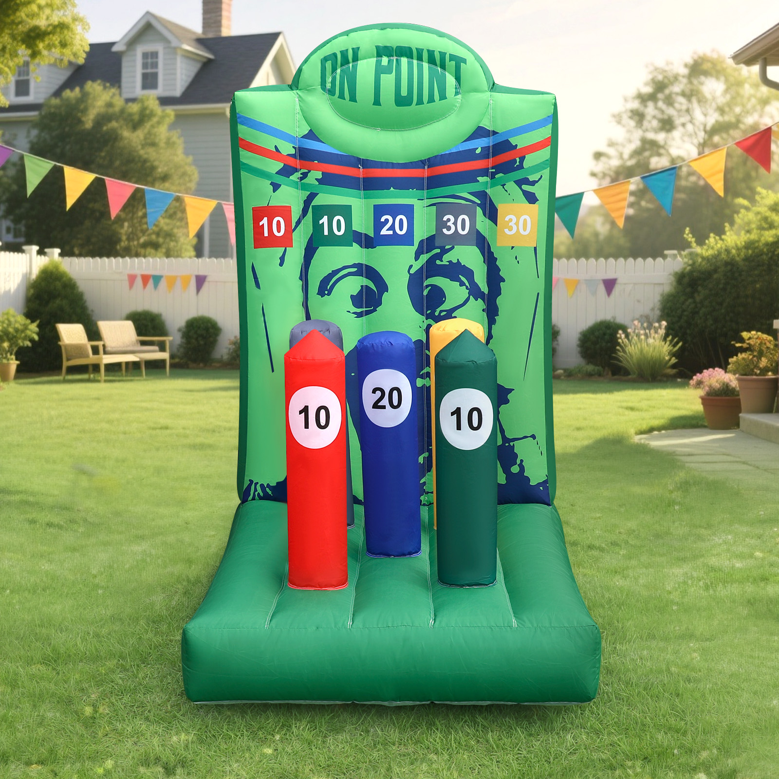Wellcomer Inflatable Ring Toss Carnival Game with built-in Blower, portable tossing game