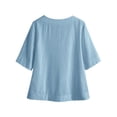 thumbnail image 5 of Nkmbld Women's Linen Tops Summer V Neck Loose Fit Shirts Short Sleeve Casual Solid Tee Shirts, 5 of 5