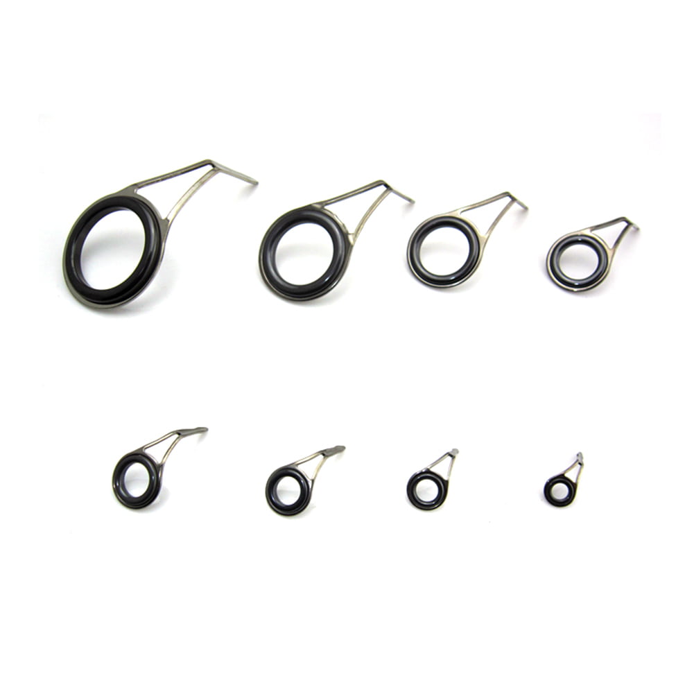 8pcs Stainless Steel & Ceramic Fishing Rod Guide Tip Repair Kit Eye Ring Set 