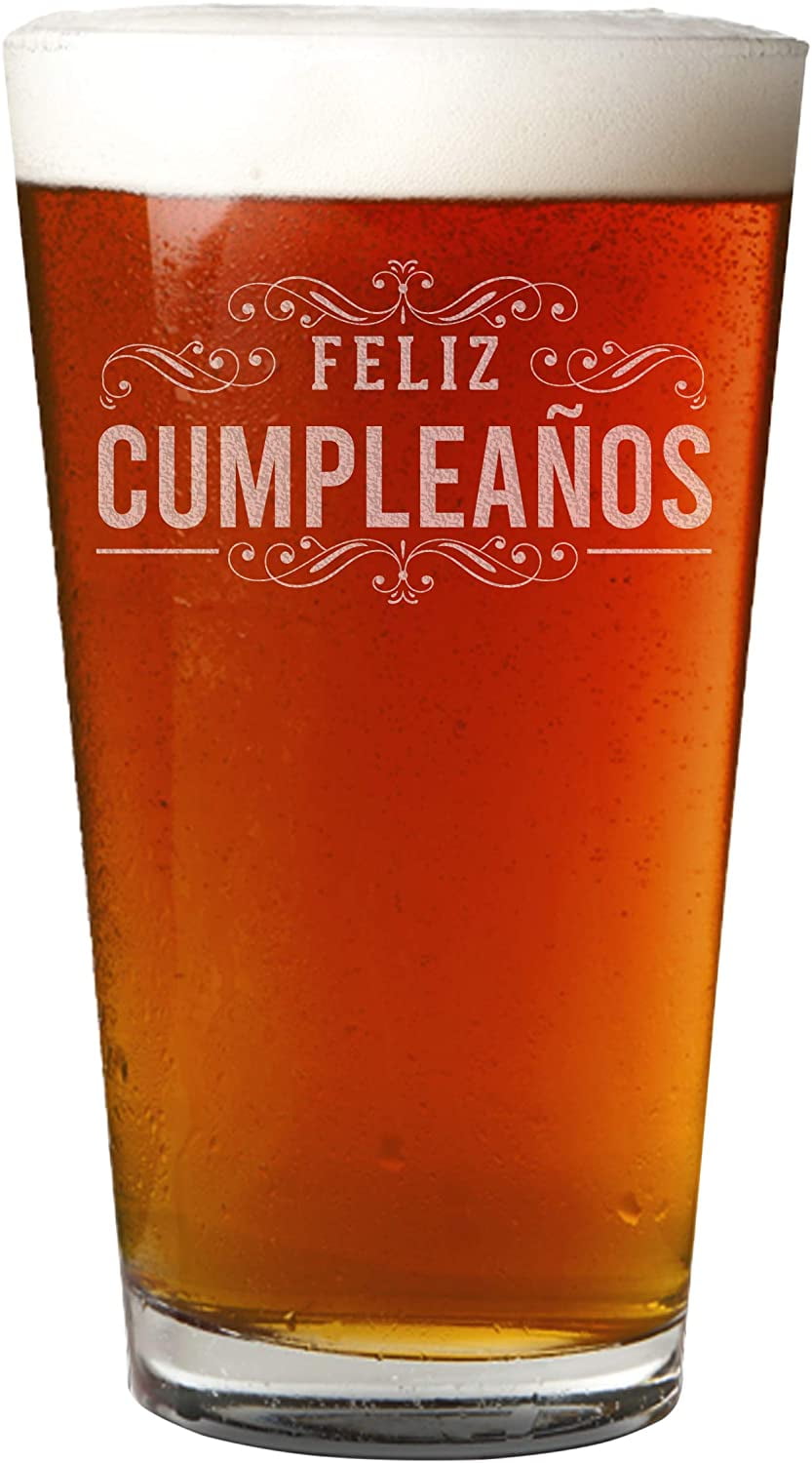 Happy Birthday (Spanish) Etched 16oz Pint Beer Glass