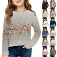 thumbnail image 2 of XADYUY Kids Long Sleeve Shirt Girls 7-8 Crewneck Winter T-Shirts for Girls Pleated Basic Girls Tops Loose Vintage Floral Print Girls Tunic Tops,11-12 Years, 2 of 5
