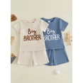 thumbnail image 3 of BemeyourBBs Toddler Baby Boys Big Brother Outfit Infant Baby Boys Summer Clothes Waffled Short Sleeve Letter Embroidery T Shirt Tops and Pockets Shorts Set, 3 of 9
