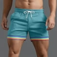 thumbnail image 2 of Xdzjlr Running Shorts For Men,Summer Solid Color Rainbow Pocket Drawstring Straight Beach Comfortable Running Shorts For Men, 2 of 5