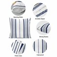 thumbnail image 6 of Throw Pillow Covers, Navy Blue Vertical Stripes 24x24 Pillow Covers for Couch/Sofa/Bed, Geometric Farmhouse Striped Decorative Square Linen Cushion Pillowcase for Home Decor, 6 of 9