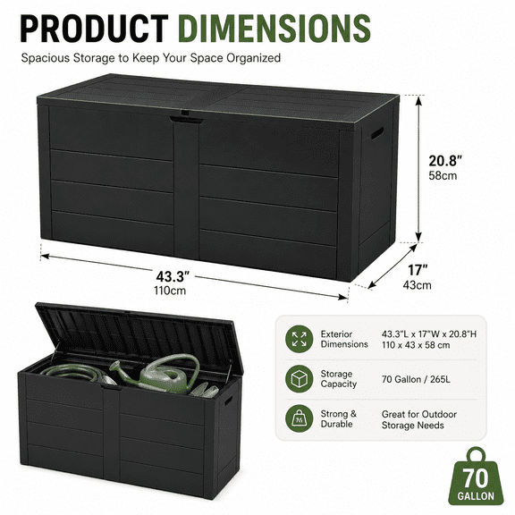70 Gallon Waterproof Outdoor Storage Box