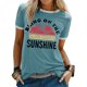 thumbnail image 1 of Camiseta de manga corta estampada para mujer, cuello redondo, camisa informal de verano, Tops para oficina, cita nocturna, salida nocturna, azul lago XL, 1 of 5
