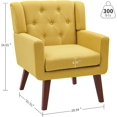 thumbnail image 2 of Accent Reading Chair Button-Tufted Upholstered Comfy Mid Century Modern Chair with Linen Fabric Lounge Arm Chairs for Living Room Bedroom (Yellow), 2 of 14